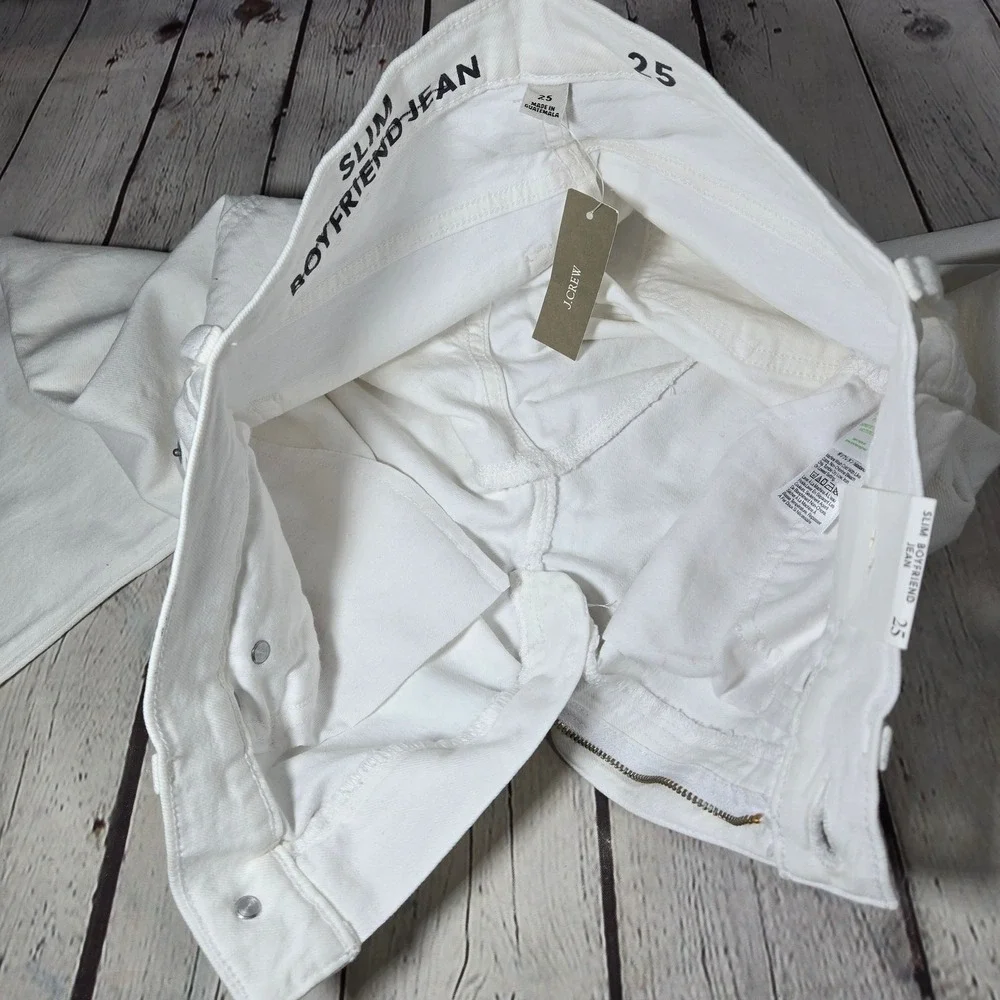 J Crew Slim Boyfriend Jeans White Recycled Denim Size 25‎
